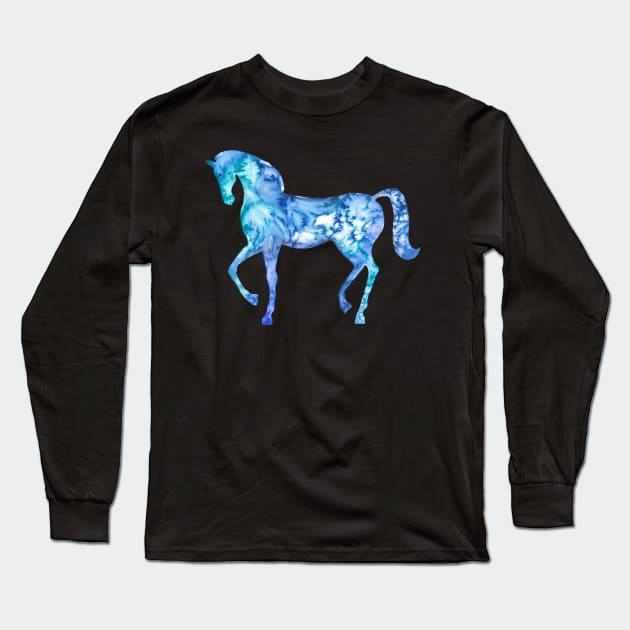 Blue horse in my dreams Long Sleeve T-Shirt by andreeadumez